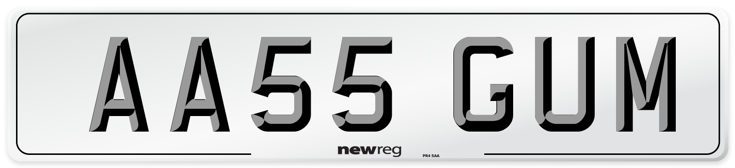 AA55 GUM Number Plate from New Reg